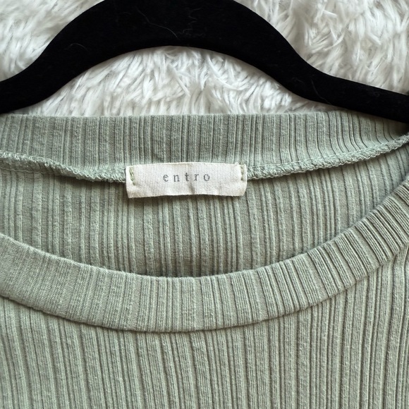 Anthropologie Entro Ribbed Knit Blouse in Soft Green - Picture 6 of 6